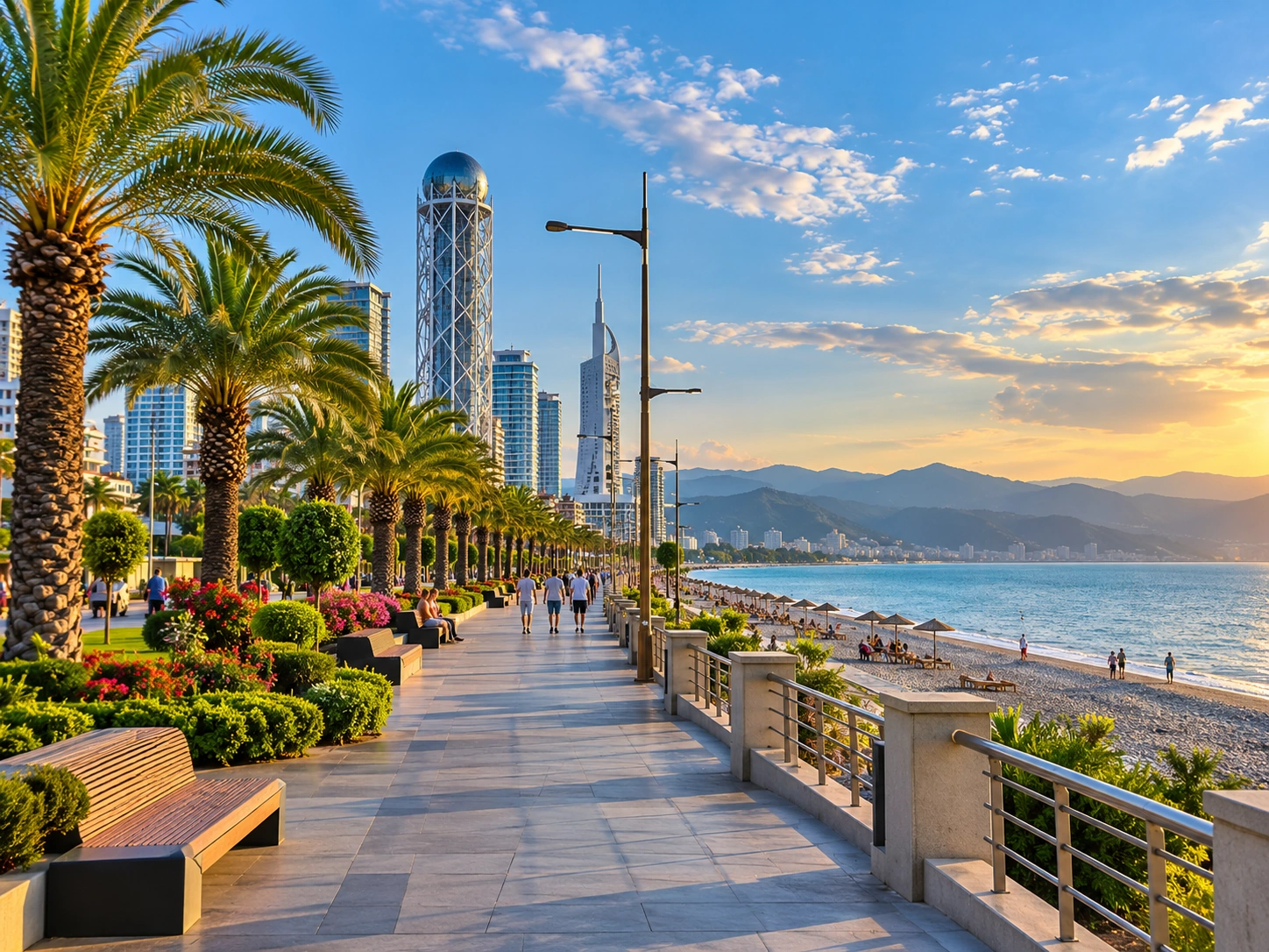 golden hour coastal promenade optimized