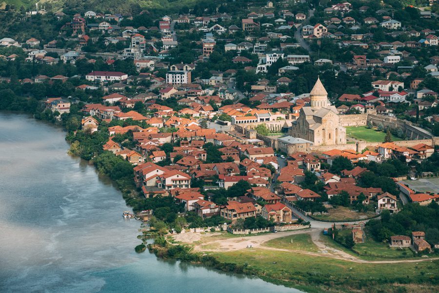 Top view of ancient town on Mtskheta, Georgia with EVANI Travel. 13 Days/12 Nights Tour Package in Georgia